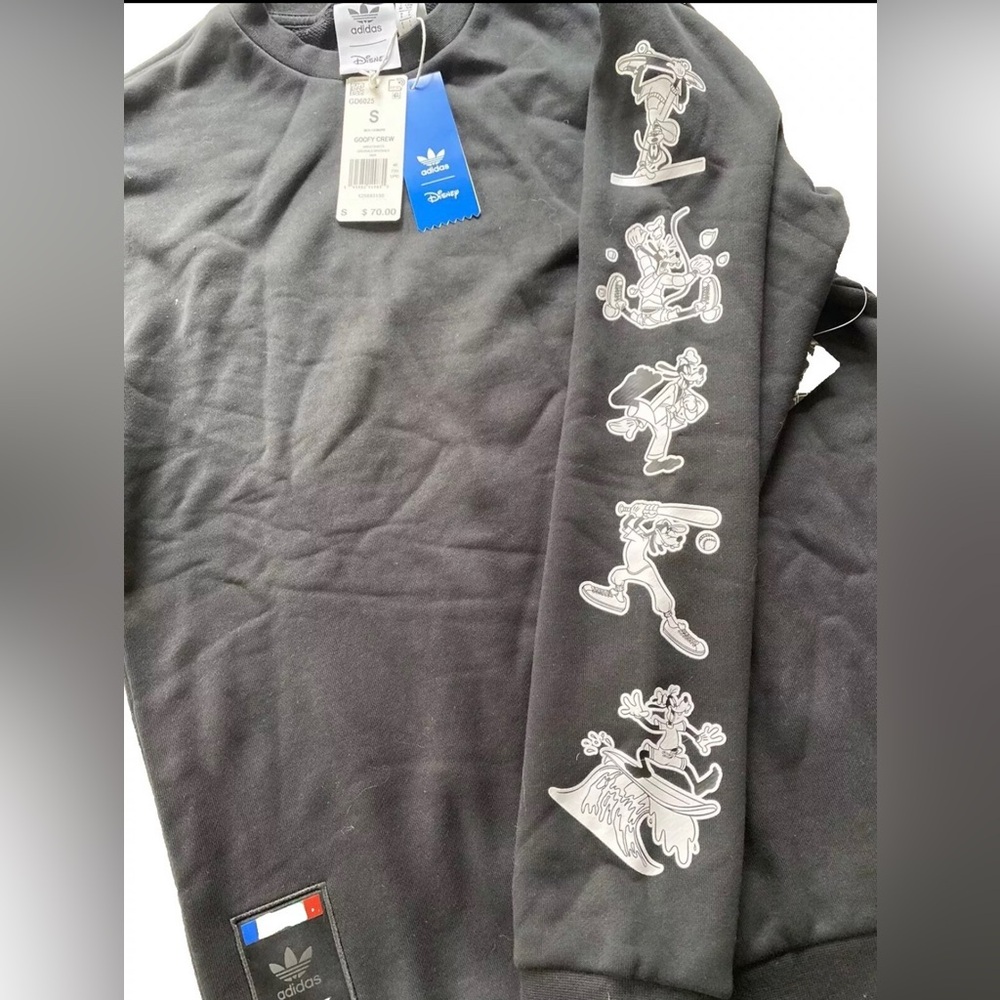 adidas x disney goofy crew long sleeve blank sweatshirt size Small RARE COLLAB - Picture 2 of 4